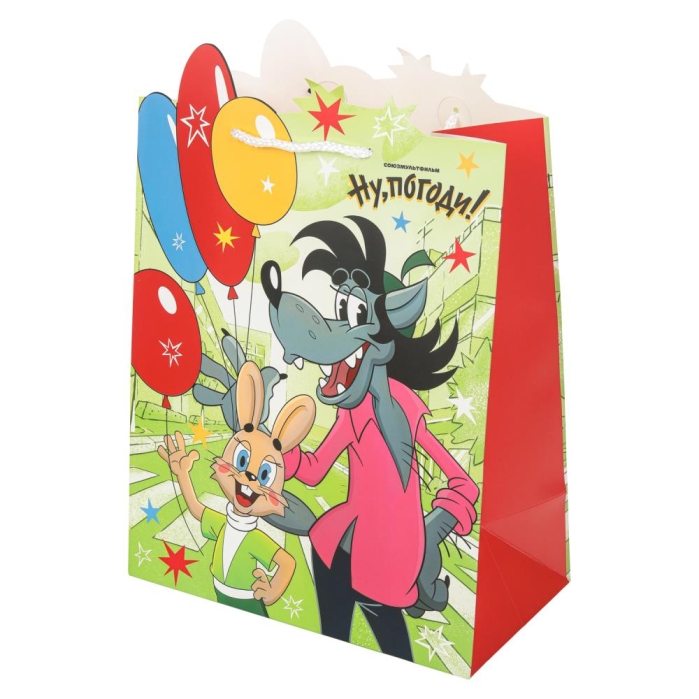 Пакет подарочный креативный "Ну-погоди!" L с вырубкой