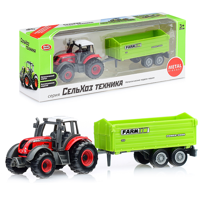 Трактор 6661 с прицепом, в коробке