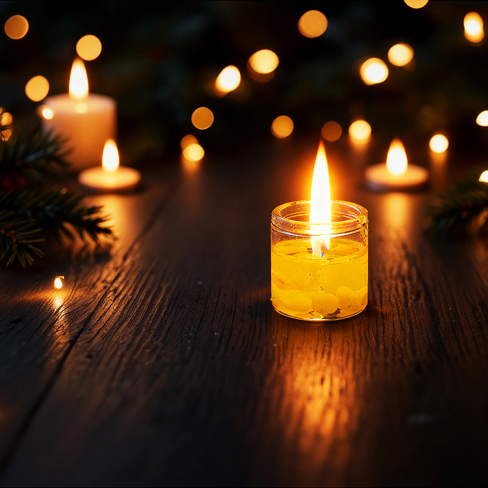 Набор свечей гелевых 00-7030 (8шт х 2,7*2,7см) в стаканчике, с блёстками