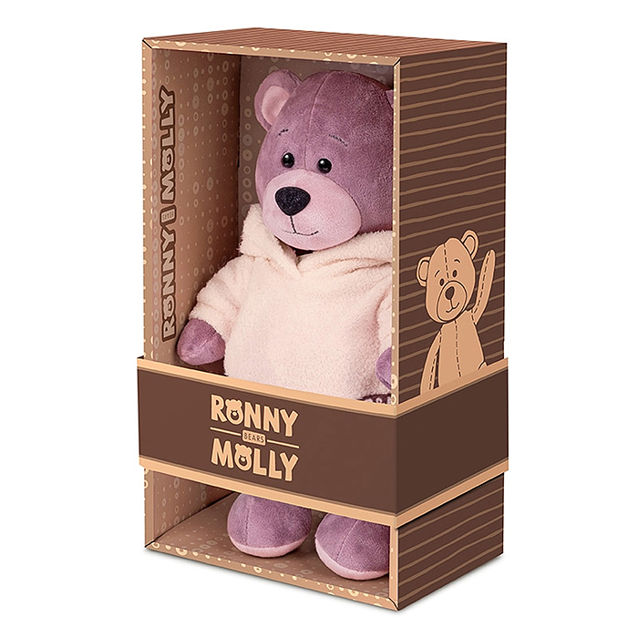 Мишка Ронни в худи цвета лотоса, 21см, в коробке