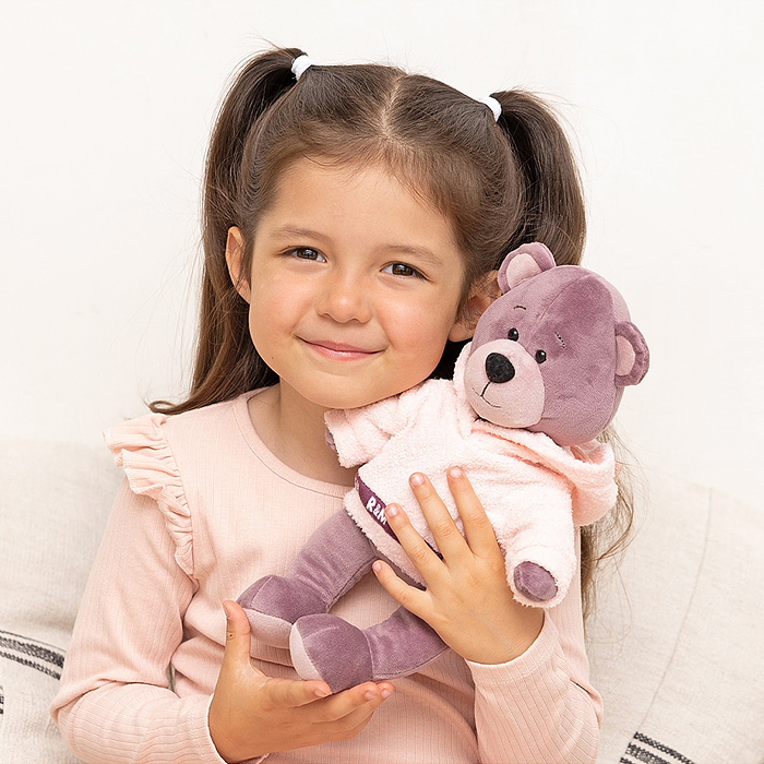 Мишка Ронни в худи цвета лотоса, 21см, в коробке