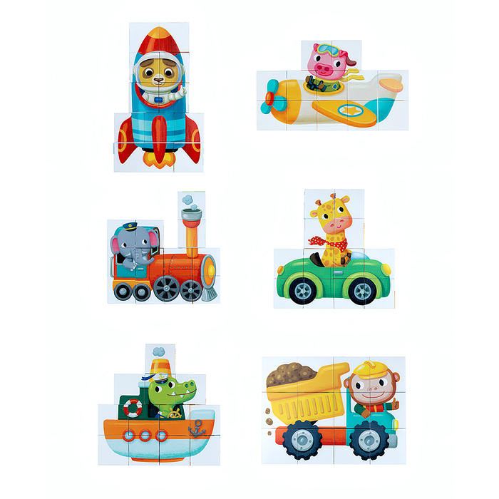 Кубики "Зверотранспорт" 12 шт Baby Toys