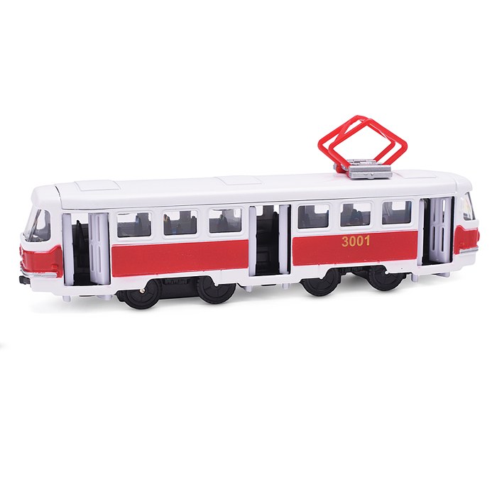 Модель металл "Трамвай" 16,5 см, двери, инерц., 