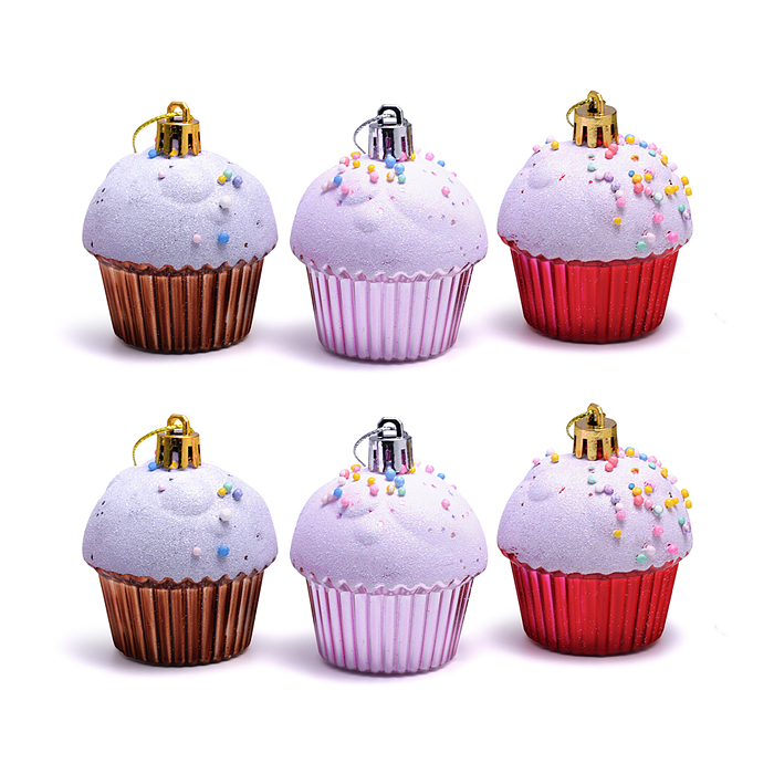 Набор новогодних украшений S2494 "Кексики" (6шт х 6см)