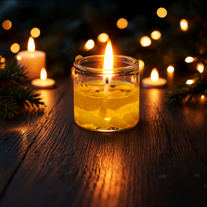 Набор свечей гелевых 00-7031 (6шт х 3*3см) в стаканчике, с блёстками 