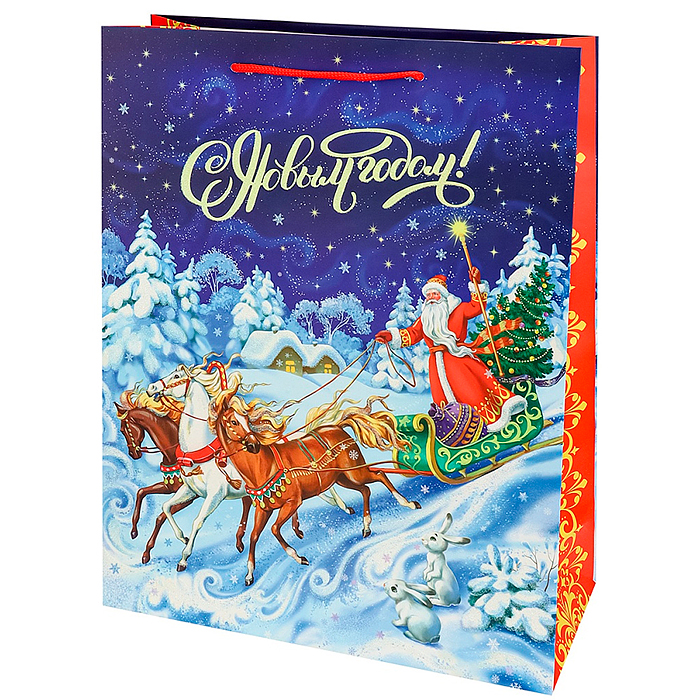 Пакет подарочный 31x40x12 см (XL) "Тройка коней"