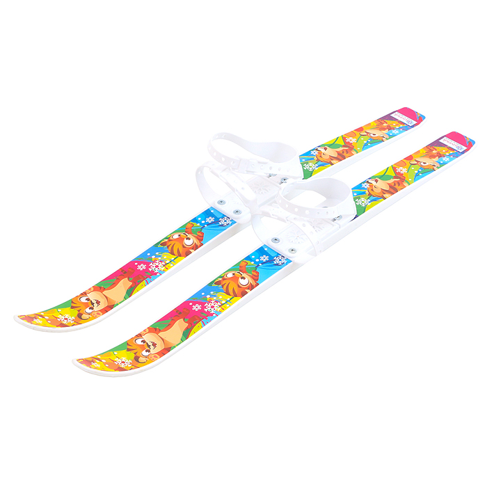 Игровые лыжи "Лыжики-пыжики" Тигренок (игрушка детская) 75/75 см, крепление мягкое пластиковое, с 