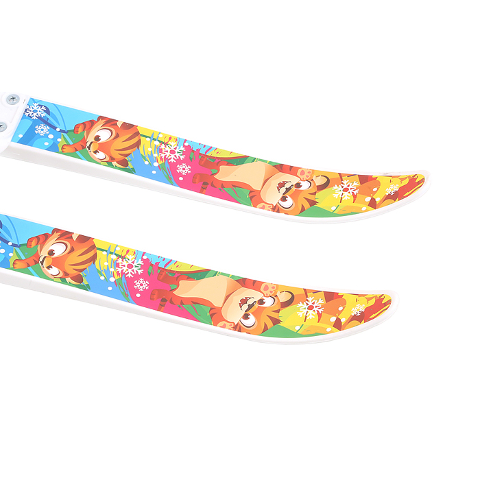 Игровые лыжи "Лыжики-пыжики" Тигренок (игрушка детская) 75/75 см, крепление мягкое пластиковое, с 