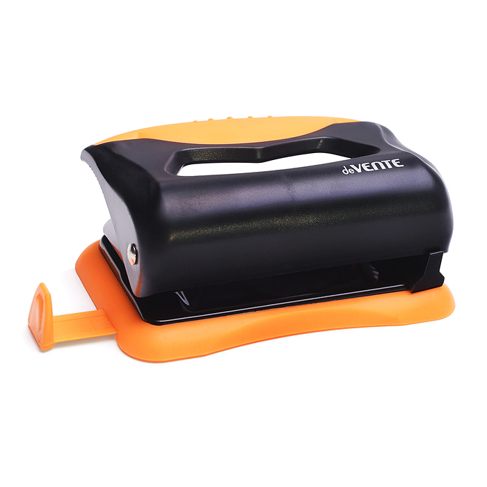 Дырокол "MonoChrome" (10 листов) пластиковый с каучуковой вставкой, с линейкой, 