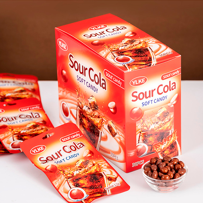 Леденцы кислые мягкие Cola Soft Candy 12 г, в пластиковом пакете с подвесом, кола