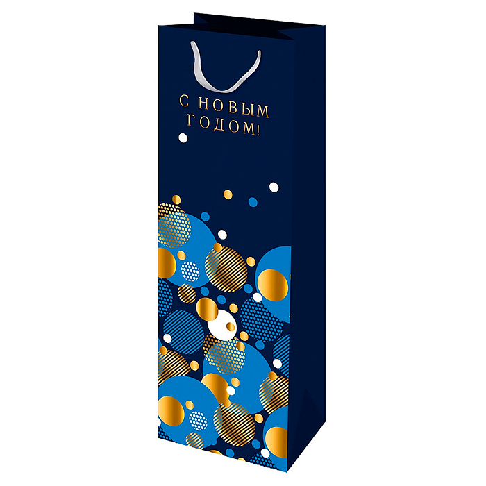 Пакет подарочный 12х36х8,5 см (Bottle) "С Новым годом"
