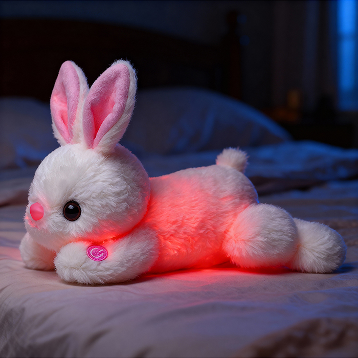 Фото к товару Мягкая игрушка М1518 "Заяц" светится в темноте 35 см. Мягкая игрушка М1518 "Заяц" светится в темноте 35 см.