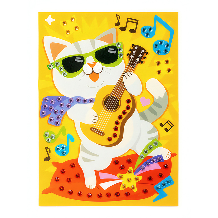 Фото к товару Набор для творчества. Рисунок из страз "Кот-музыкант" (европодвес) Набор для творчества. Рисунок из страз "Кот-музыкант" (европодвес)