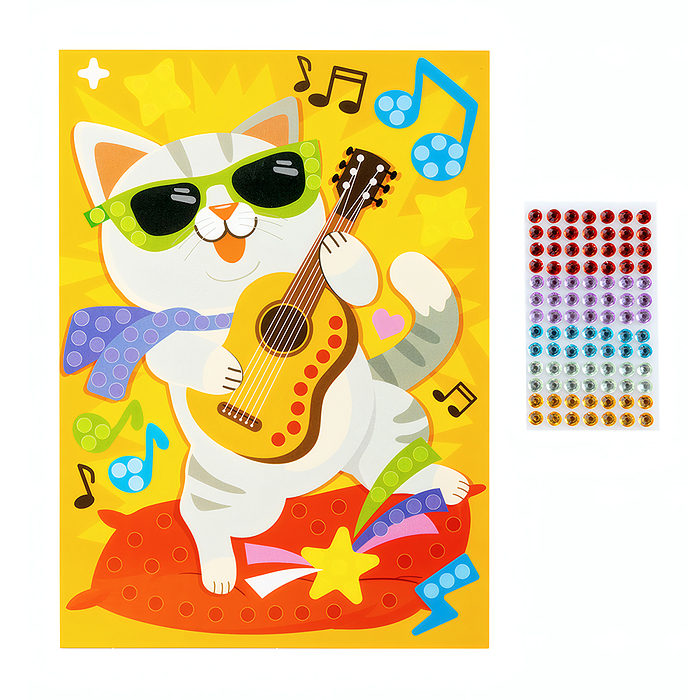 Фото к товару Набор для творчества. Рисунок из страз "Кот-музыкант" (европодвес) Набор для творчества. Рисунок из страз "Кот-музыкант" (европодвес)