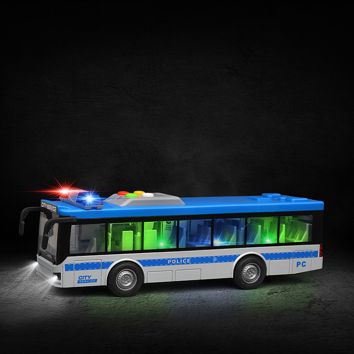 Фото к товару Автобус RJ5513A "Полицейский" (свет, звук) в коробке Автобус RJ5513A "Полицейский" (свет, звук) в коробке