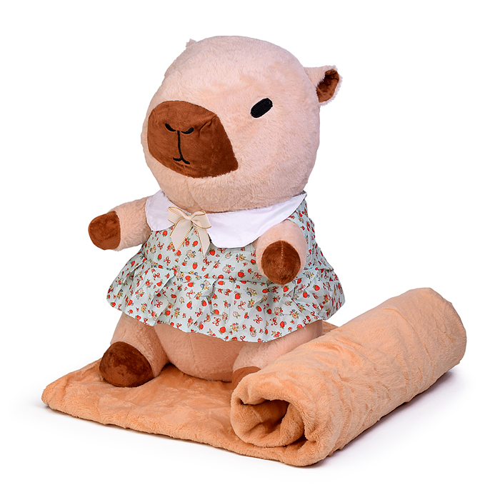 Мягкая игрушка "Капибара" М1577 с пледом
