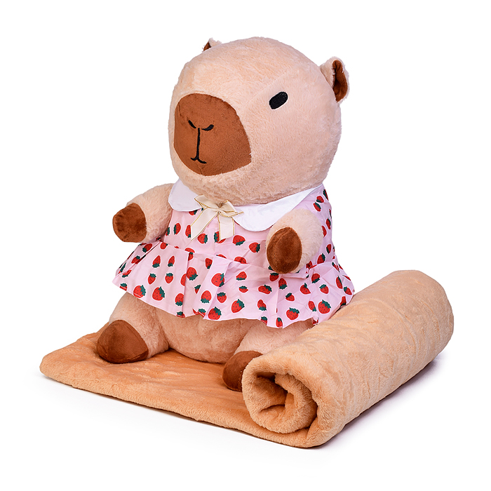 Мягкая игрушка "Капибара" М1577 с пледом