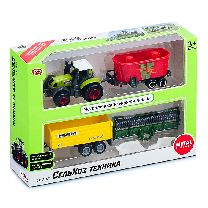 Фото к товару Трактор 6663 "Сельхозтехника" с прицепами, в коробке Трактор 6663 "Сельхозтехника" с прицепами, в коробке