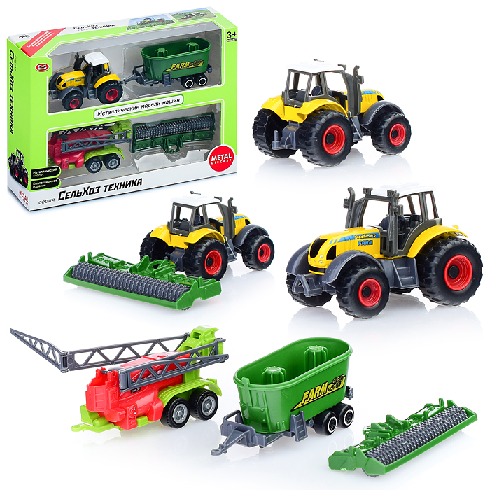 Фото к товару Трактор 6663 "Сельхозтехника" с прицепами, в коробке Трактор 6663 "Сельхозтехника" с прицепами, в коробке