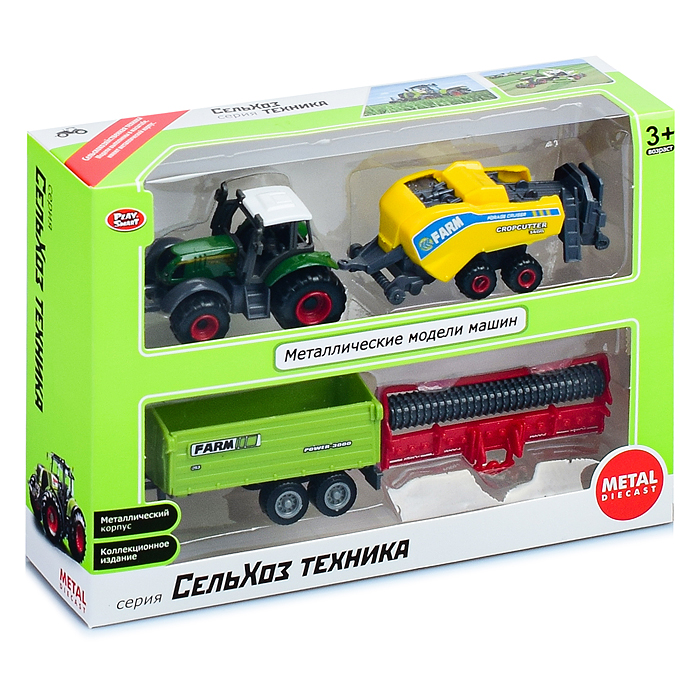 Фото к товару Трактор 6663 "Сельхозтехника" с прицепами, в коробке Трактор 6663 "Сельхозтехника" с прицепами, в коробке
