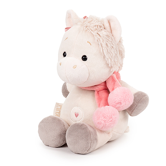 Мягкая игрушка "Лошадка Ами" с шарфом, пудровый 20 см.