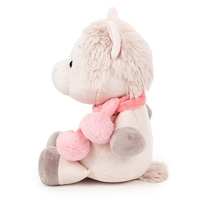 Мягкая игрушка "Лошадка Ами" с шарфом, пудровый 20 см.