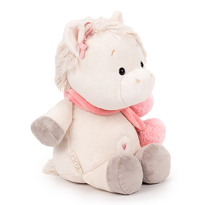 Мягкая игрушка "Лошадка Ами" с шарфом, пудровый 20 см.