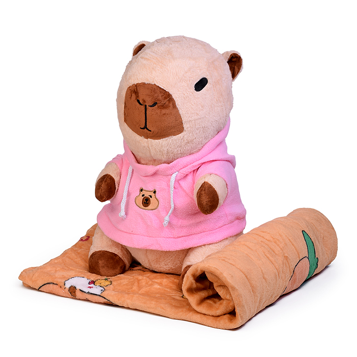 Мягкая игрушка "Капибара" М1579 с пледом