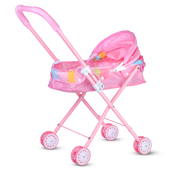 Фото к товару Коляска для кукол 8816-F (металлическая, складная, прогулочная с капюшоном, цвет розовый) в пакете Коляска для кукол 8816-F (металлическая, складная, прогулочная с капюшоном, цвет розовый) в пакете