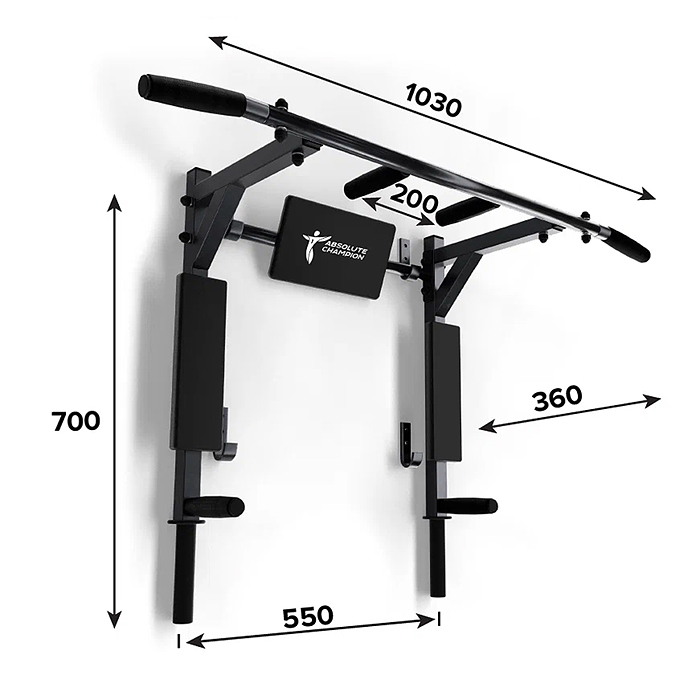 Фото к товару Турник-Брусья Атлант черный с черными ручками Турник-Брусья Атлант черный с черными ручками