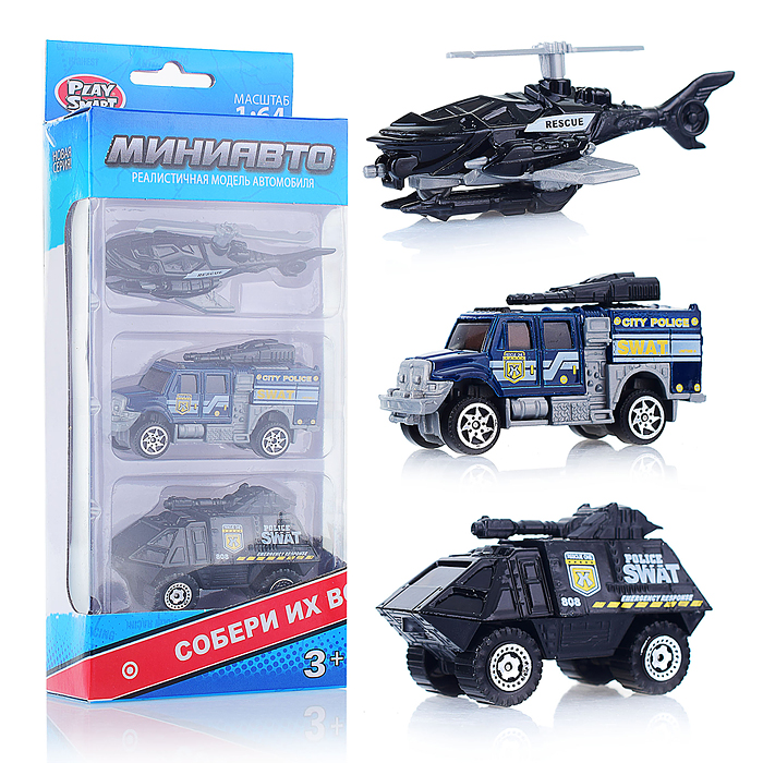 Фото к товару Набор техники 6389-3 "Мини Авто" полиция, в коробке Набор техники 6389-3 "Мини Авто" полиция, в коробке