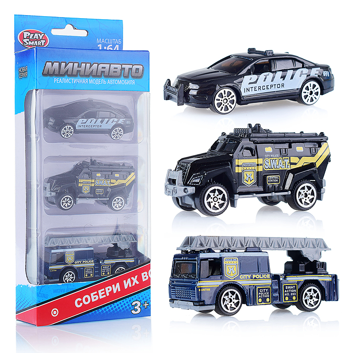 Фото к товару Набор техники 6389-3 "Мини Авто" полиция, в коробке Набор техники 6389-3 "Мини Авто" полиция, в коробке