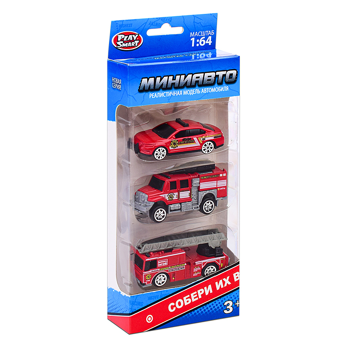 Набор техники 6389-4 "Мини Авто" пожарные спасатели, в коробке