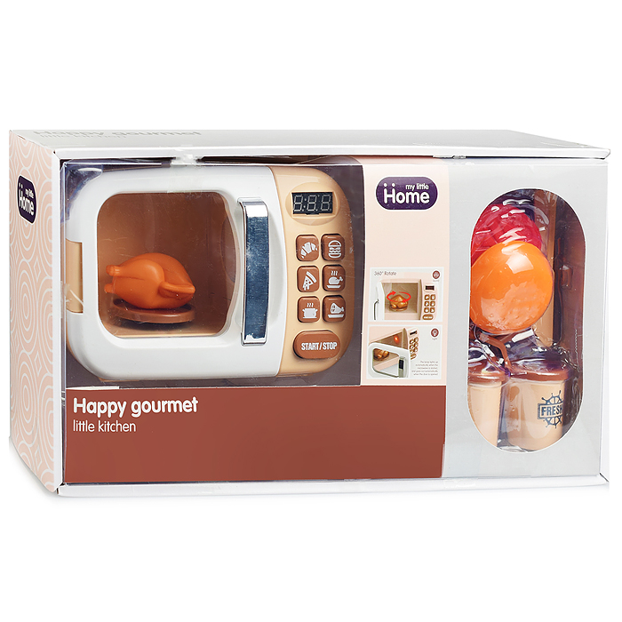 Бытовая техника A1005-3 "Микроволновка" с кухонными приборами и набором продуктов, бежевый