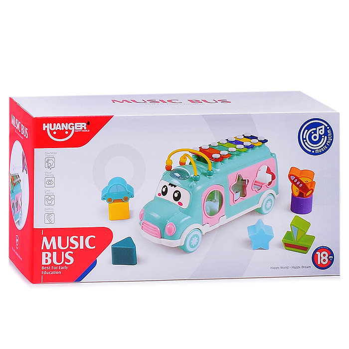 Сортер-металлофон HE8037 "Музыкальный автобус" в коробке