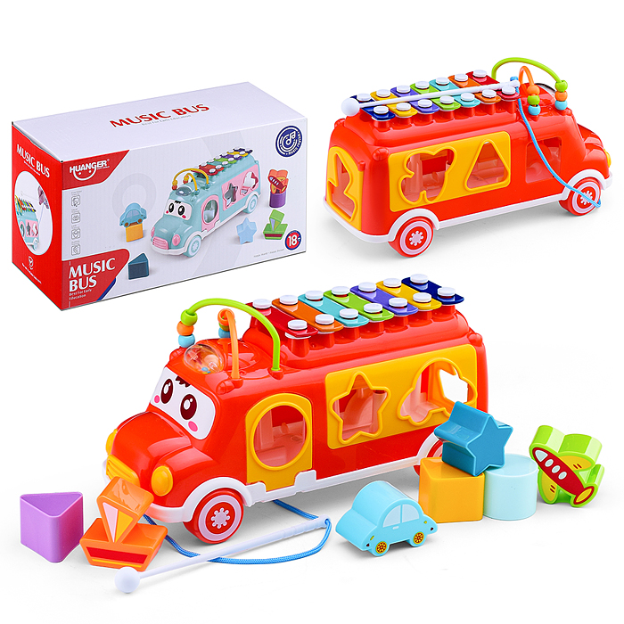 Сортер-металлофон HE8037 "Музыкальный автобус" в коробке