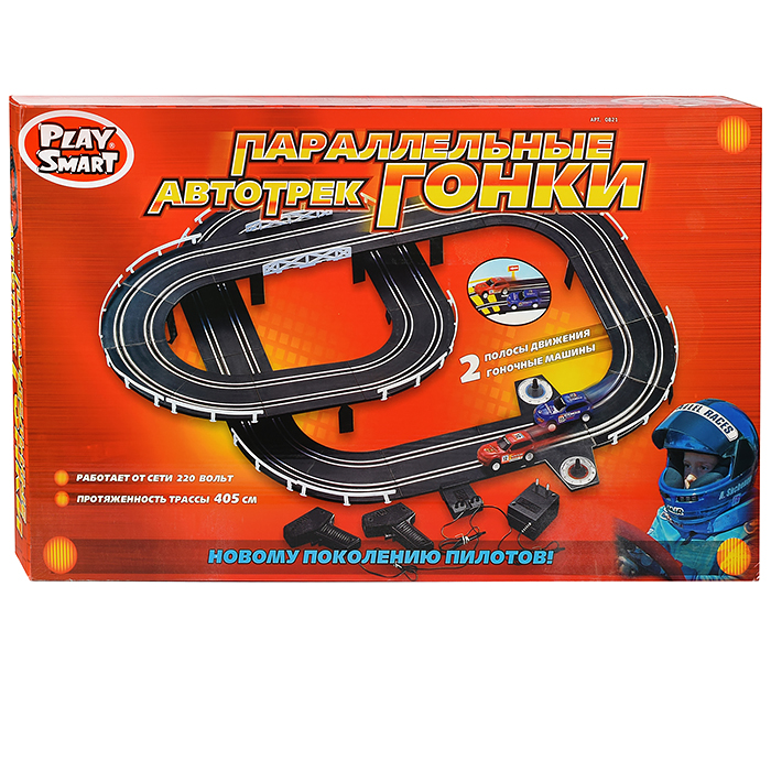 Автотрек 0821 "Параллельные гонки" (584 см.) в коробке