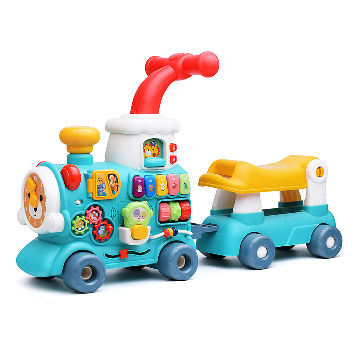 Каталка 6064 "Паровозик" зеленая, в коробке