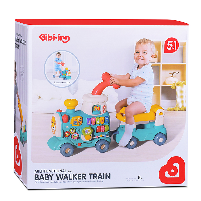 Каталка 6064 "Паровозик" зеленая, в коробке