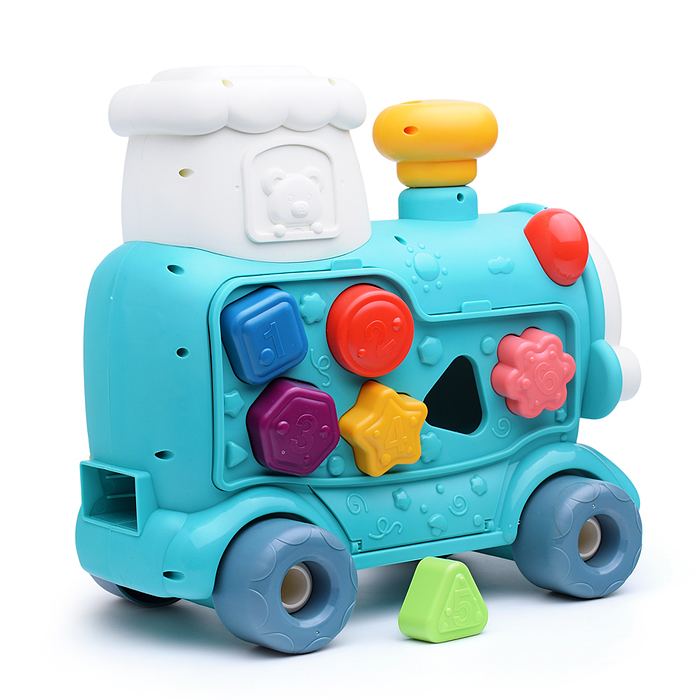 Каталка 6064 "Паровозик" зеленая, в коробке