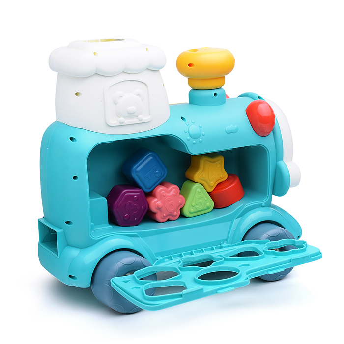 Каталка 6064 "Паровозик" зеленая, в коробке