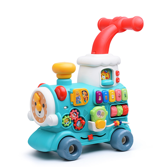 Каталка 6064 "Паровозик" зеленая, в коробке