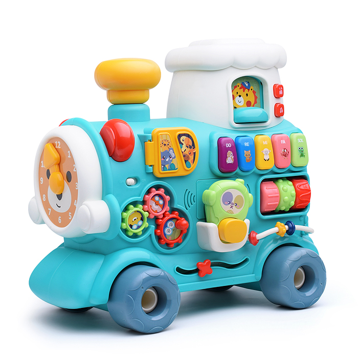 Каталка 6064 "Паровозик" зеленая, в коробке