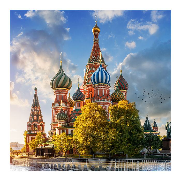 Холст с красками 40х40 по номерам "Храм Василия Блаженного" (30 цв.) 