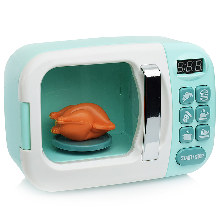 Бытовая техника A1005-4 Микроволновка с кухонными приборами и набором продуктов, бирюзовый, свет, зв