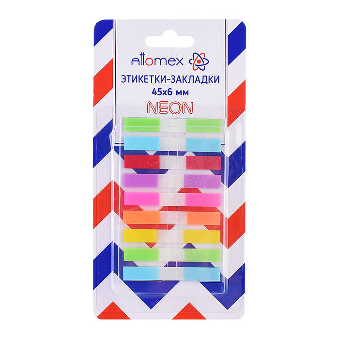 Набор самоклеящихся этикеток-закладок "Attomex" пластиковые полупрозрачные, в диспенсере Z-сложение,