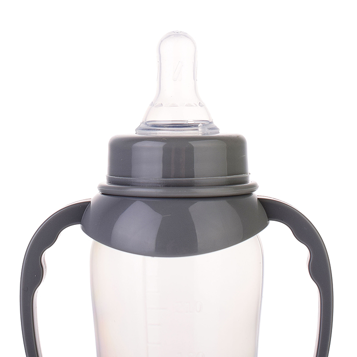 Фото к товару Бутылочка для кормления с соской и ручками, талия 250 мл, в ассорти. Бутылочка для кормления с соской и ручками, талия 250 мл, в ассорти.