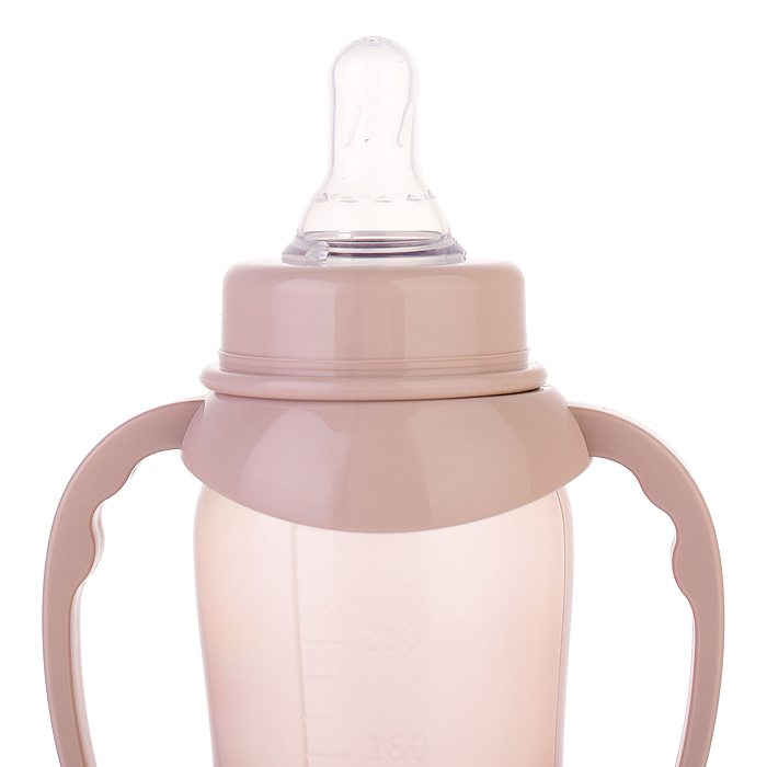 Фото к товару Бутылочка для кормления с соской и ручками, талия 250 мл, в ассорти. Бутылочка для кормления с соской и ручками, талия 250 мл, в ассорти.