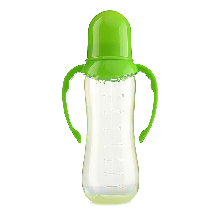 Фото к товару Бутылочка для кормления с соской и ручками, талия 250 мл, в ассорти. Бутылочка для кормления с соской и ручками, талия 250 мл, в ассорти.