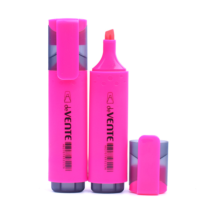 Набор маркеров-выделителей (04 цв - желт, зел, оран, роз) плоский корпус, скошенный наконе